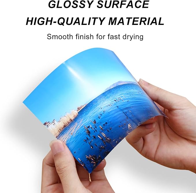 Self-Adhesive Photo Paper, Glossy Sticker Paper for Inkjet Printer, 8.5 x 11 Inch, 100 Sheets, 135 gsm, Letter Size, by ESHANG