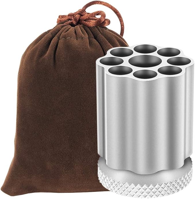 Rotating Revolver Pen Holder, Gun Cylinder Pen Holders, Favorite Pencil Holder and Perfect Stationery Supplies (Silver)