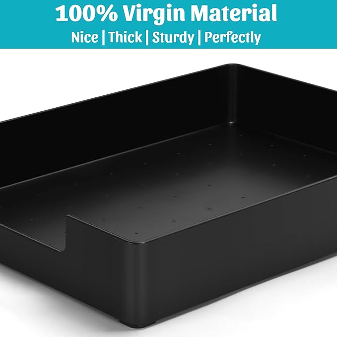 Letter-Size Tray Desk Letter Tray Paper Tray, Sturdy Heavy-Duty Plastic Printer Paper Tray, Single-Tier Stackable File Storage Organizer for Office Home (1, Black)