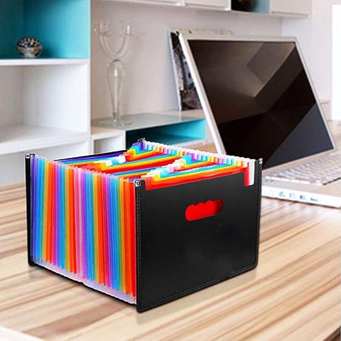 YXQ 36 Pockets Expanding File Folder, Large Capacity Portable Document Organizer A4 Letter Size Multicolored Accordion Filing Box for Office & Scool & Home