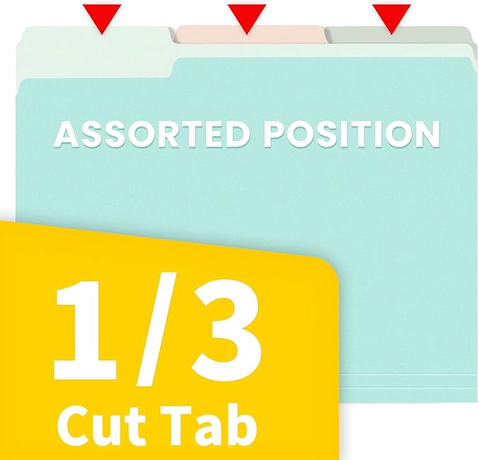 SUNEE File Folders, 120 Pack Manilla Folders 8.5 x 11, 12 Colors Folder Office Organization Home School Folders for Documents Files Paper