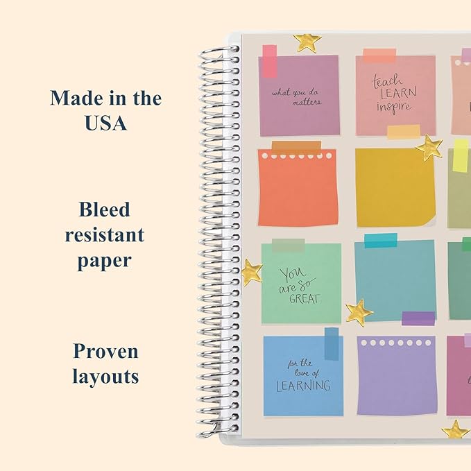 Erin Condren 8.5" x 11” Lined Spiral Notebook, College-Ruled Layout with 80 Lb. Paper, Motivation Notes Cover, 160 Lined Notebook Pages, Platinum Coil, Stickers Included