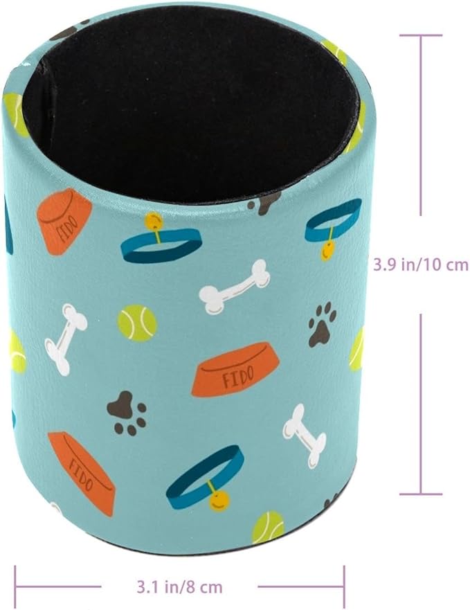 Dog Footprints Pencil/Pen Holder for desk, Round Desktop Organizer for Desk Multi Purpose Use for Home School Office Supplies
