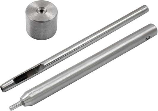 Litoexpe Eyelet Hole Punch Die Tool, 3mm Grommet Setter Hollow Punch (Includes Base & Ram) for Leather Craft Clothing Handbag Fabric Curtain DIY