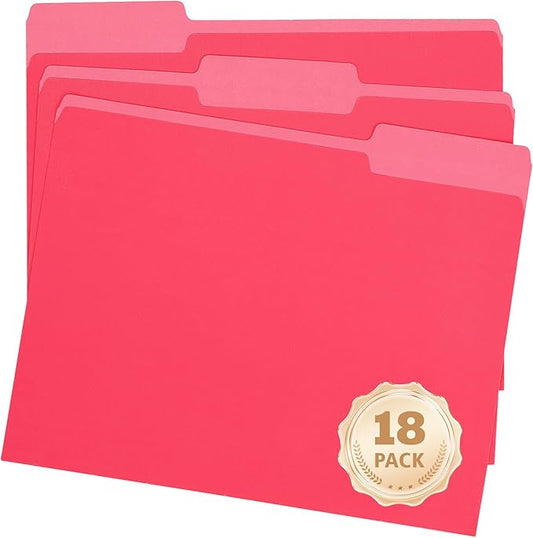 18Pack Light Red File Folder,1/3 Cut Tab,Letter Size,Colored File Folders,Great for Organizing and Easy File Storage
