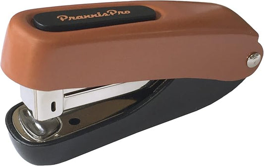 Praxxis Pro Office Supplies - Aria-Plus Half-Strip Mini Stapler - Durable, Compact, and Colorful Stapler for Office and Travel Use, Compatible with Standard 26/6 Staples, Copper/Black
