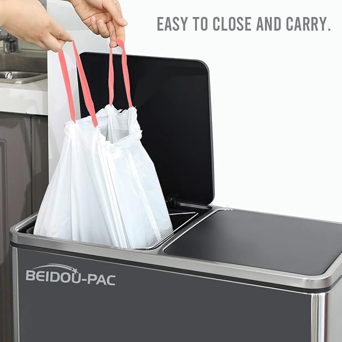 13 Gallon Trash Bags Drawstring, 500 Count, White & Unscented Garbage Bags, Multi-purpose Tall Kitchen Trash Bags Can Liners for Business Home Commercial and Industrial