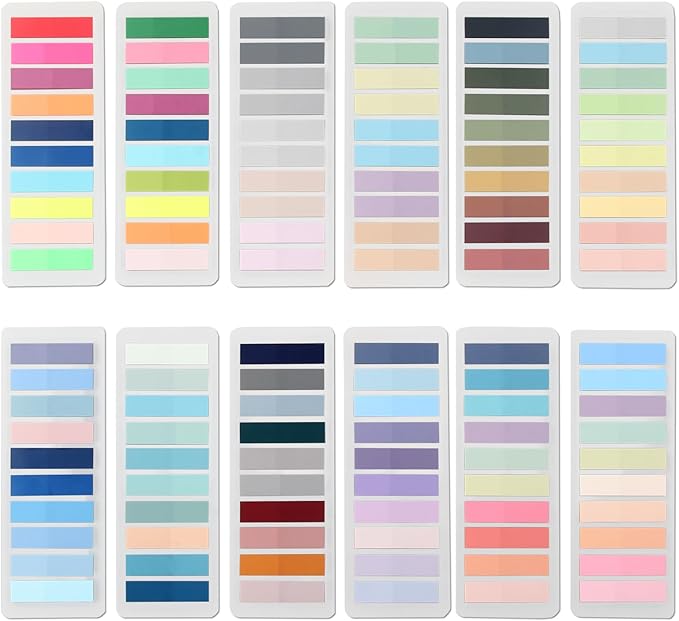 2400Pcs Sticky Tabs Book Tabs, Translucent Sticky Notes, Repositionable Book Markers, Morandi Book Flags Strip, Writable Book Annotation Supplies, Page Tabs, File Index Tabs (2400)