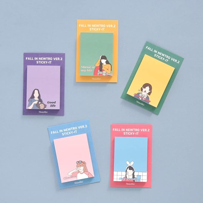 Monolike Fall in newtro Ver.2 Sticky-it - 5p Set Self-Adhesive Memo Pad 50 Sheets