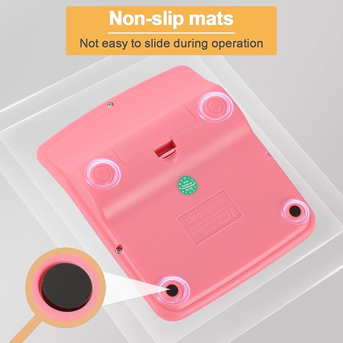 Calculator, 12 Digits Pink Desktop Calculators Large Display LCD&Big Button Dual Solar and Battery Powered Standard Functions Basic Calculator for School Office CF-1453