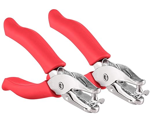 Single Hole Punch Metal Red, 1/4” Hole Puncher with Soft Grip Handles for Paper and Crafts Round Circle Shape, for Kids and Adults, Also Available in Green, Pink, Purple, Blue, Grey, 2 Pc – by Enday