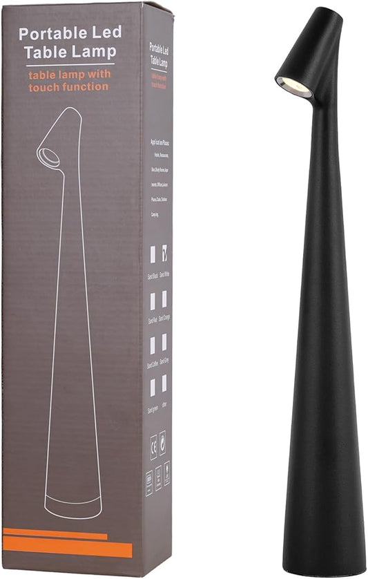 Cordless Small Table Lamps,3 Levels Brightness Portable Desk Lamp,Rechargeable Battery Lights for Outdoor, Restaurant, Bedside, Baby Night Light,Gifts(Black)