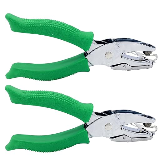 MIAO JIN 2Pcs 1/4" Triangle and 1/6" Square Handheld Metal Hole Punch for DIY Craft Paper Scrapbook Puncher Small Shaped Hand Tool with Grip (Triangle and Square)