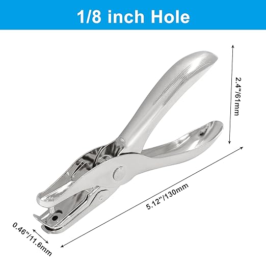 1Pcs 1/8”/ 3mm Small Mini Metal Hole Punchers Tiny Circle Shaped Hole Handheld Paper Punch Punchers for Greeting Cards, Paper, Invitations, 8 Sheet Punch Capacity
