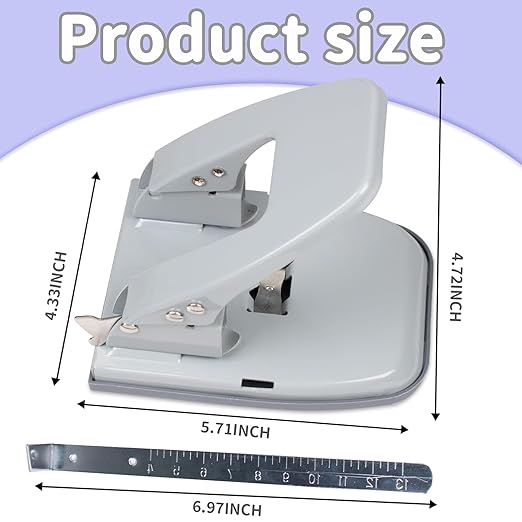 Hole Punches, 2 Hole Punch, Adjustable Two Hole Punch, Heavy Duty 2-Hole Punches, 30 Sheet Capacity HolePuncher, Metal Paper Puncher, Locking Handle