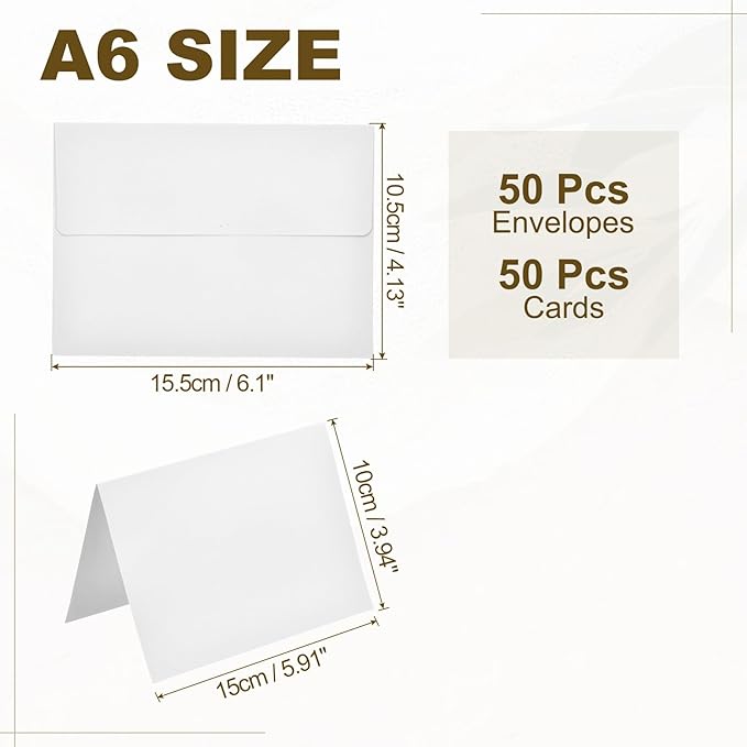 PATIKIL 50Pack White 4x6 Blank Cards and Envelopes, Self Seal A6 Envelopes with Folded Cardstock Small for Greeting Cards Wedding Greeting Birthday Invitations Letter Mailing