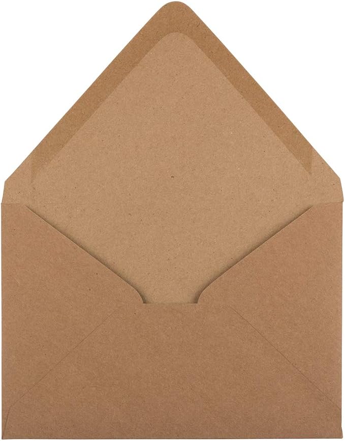 JAM PAPER A7 V-Flap Invitation Envelope - 5 1/4 x 7 1/4 - Brown Kraft Paper Bag Recycled - 100/pack