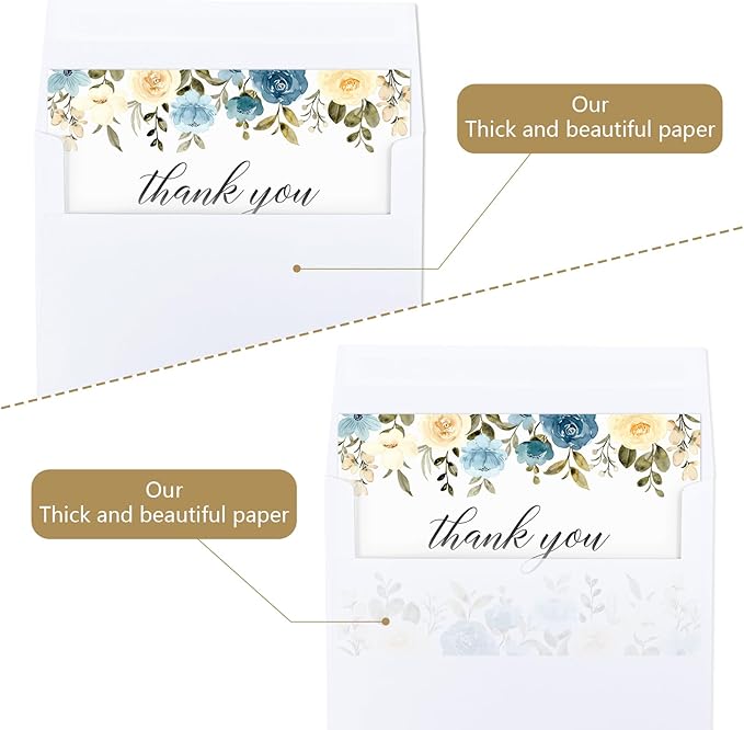 Blank Cards With Envelopes 5x7 - 25 Pack Cardstock and Envelopes, Blank Thank You Cards