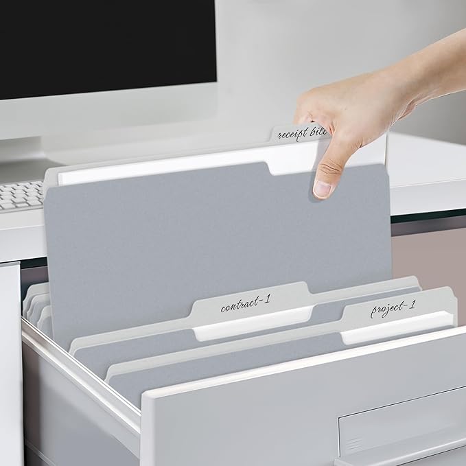 SUNEE File Folders, 18 Pack Manilla Folders 8.5 x 11, Colored Folders Office Organization Home School Folder for Documents Files Paper,Gray Colors