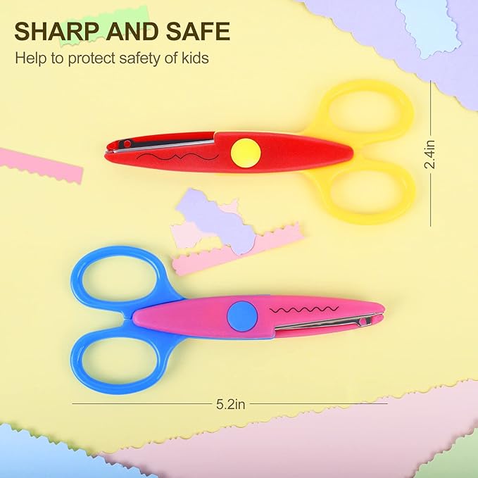 UCEC Craft Scissors - Decorative Edge, 6 Pack, Rainbow Color, Zig Zag Pattern, Scrapbooking & Fancy Scissors for Crafting