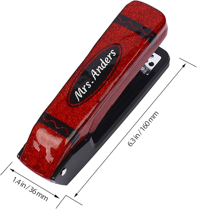 Personalized Glitter Stapler with Crayon Design,Custom Name Rotatable Stapler,Gift for Teacher (Personalized)