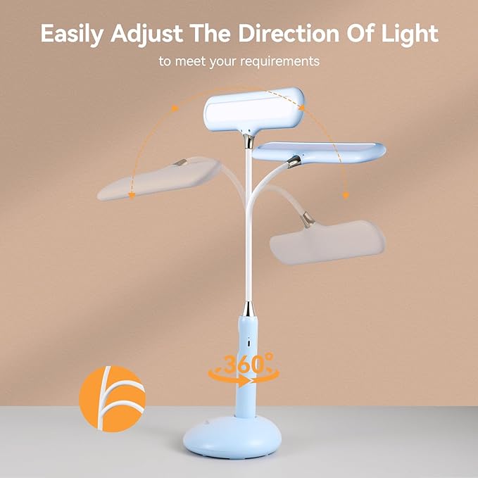 VAVOFO Wireless LED Desk Lamp 6778B - Touch Control, 2700-7000K Adjustable Color Temperature, 700 Lumens, 360° Gooseneck, USB-C Charging, 2.5 Hours Wireless Use, Eye-Caring Light (Blue)