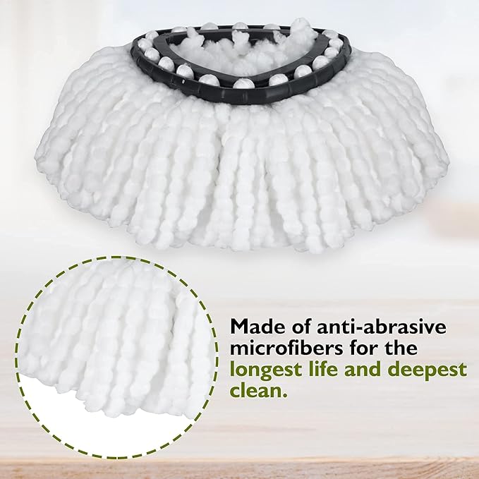 Qulable 4 Pack EasyWring Spin Mop Refill Replacement Heads - Microfiber, Compatible with Triangle Spin Mop, Multi-Surface Cleaning