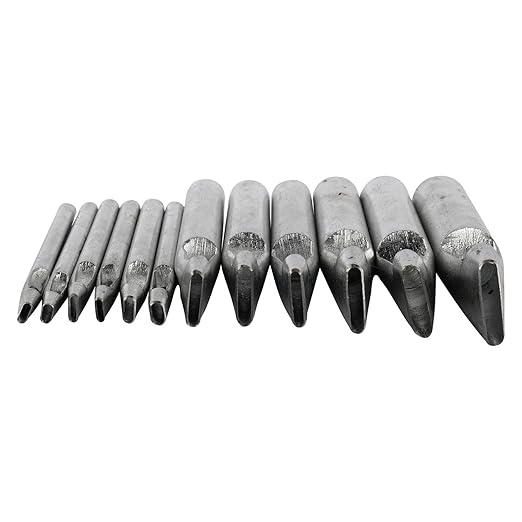 HYDDNice12 Pcs Leather Craft Hole Punch Set, 2-5mm Oval Shape Hole Punch Leather Hollow Hole Punch for Belt Watch Band Working
