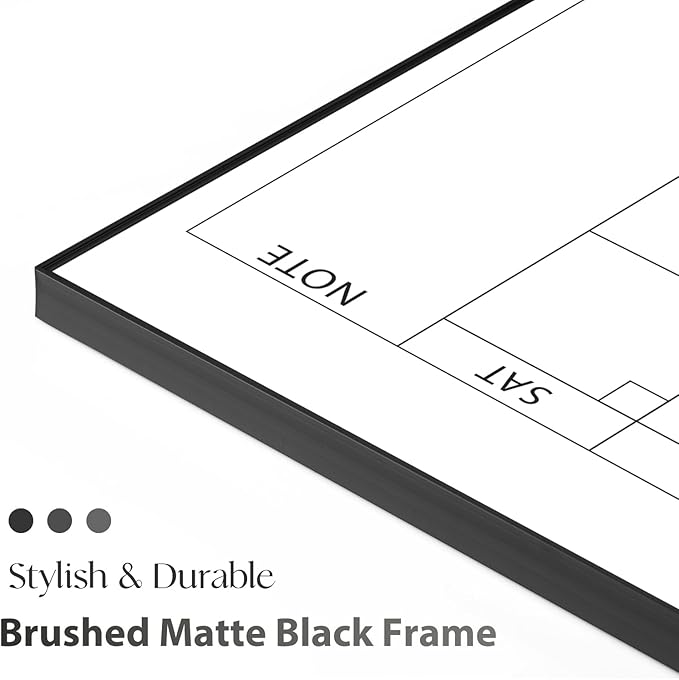 ARCOBIS Dry Erase Calendar with Cork Board for Wall, 24"x 18" Magnetic Calendar Whiteboard with Black Frame, Monthly Combination Board for School, Home, Office