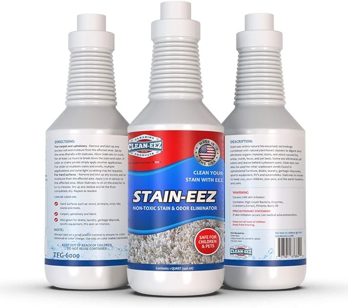 Clean-eez Stain-eez Carpet Cleaner Spray – Pro-Biotics & Enzyme Power for Ultimate Stain & Odor Elimination – Best Pet Carpet Cleaner