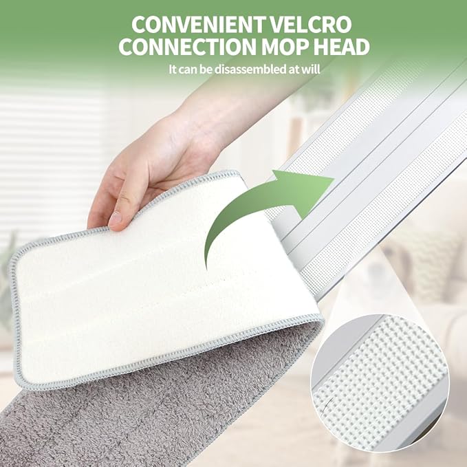 CQT Commercial Flat Microfiber Floor Mop Cleaning System 20" Wet Dry and Dust Hardwood with 4 Washable Pads Cleaner for Laminate Tile Stainless Steel Handle and Extension (PT15 New)