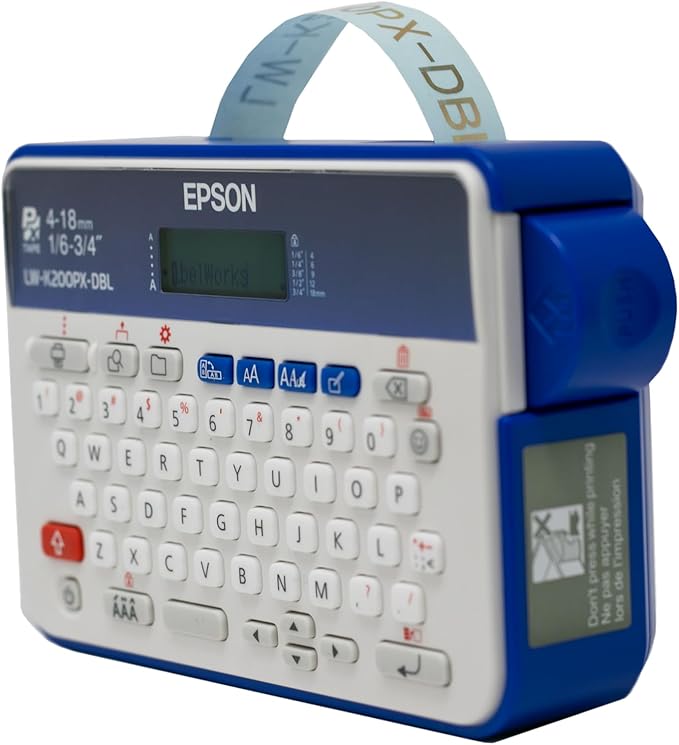 LABELWORKS Epson LW-K200PX Dark Blue Printer & Red White Printer - 2 QWERTY Label Makers Great for Classrooms