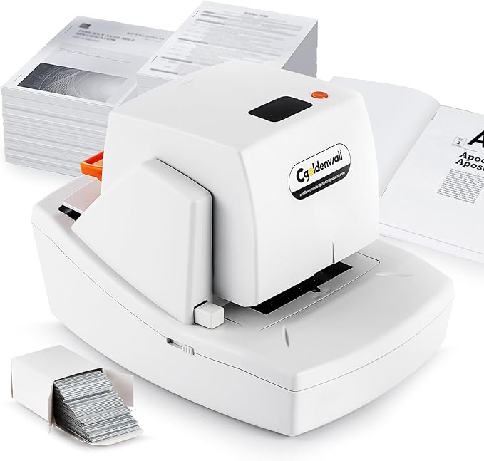 CGOLDENWALL Automatic Heavy Duty Electric Stapler, 70-75 Sheets Capacity, with 6000 Staples, Flat Clinch Jam Free, Speed & Margin Adjustable, 5000 Staples Large Cartridge