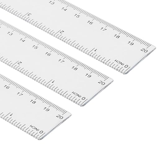 LEXININ 100 Pack 8 Inch Clear Plastic Ruler, 20cm Plastic Straight Ruler for Designer, Engineer