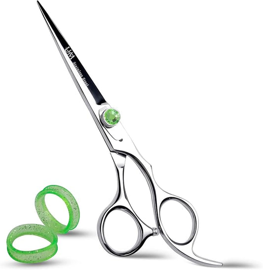 UM Supplies Scissors 6.5 | Premium Barber Shears For Hair Cutting | Multiple Purpose Cutting Scissors | Haircut Scissors For Salon I Women | Mens | kids I Pets | Silver-Green