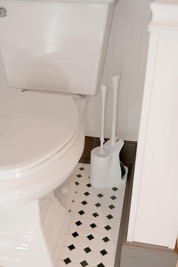 Casabella Nylon Brush and Plunger Set, White, 12-Inch