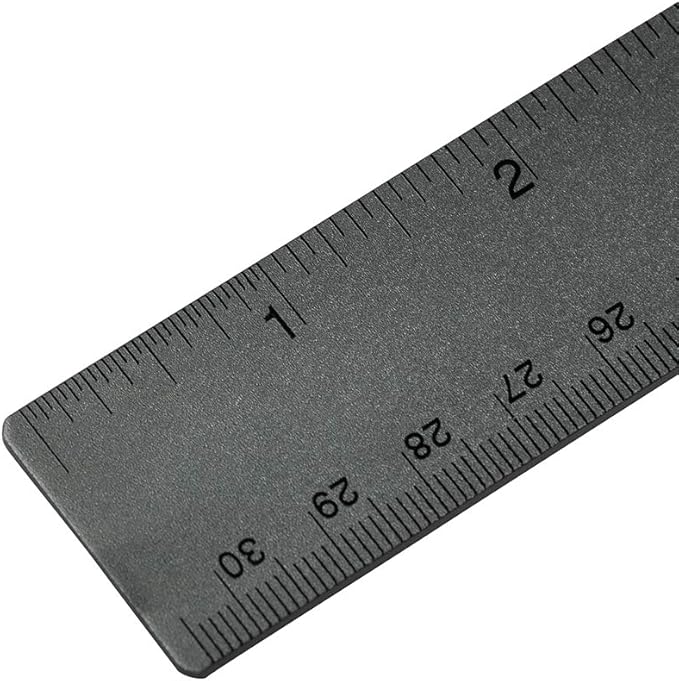 JAM PAPER Strong Aluminum Ruler - 12 Inch - Metal Ruler with Non-Skid Cork Backing - Grey Metallic - Sold Individually