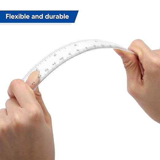 Zonon 100 Pcs 6 Inch Rulers Bulk Clear Plastic Flexible Straight Rulers with Inches and Centimeters First Day of School Gift for Students Back to School Office Supplies