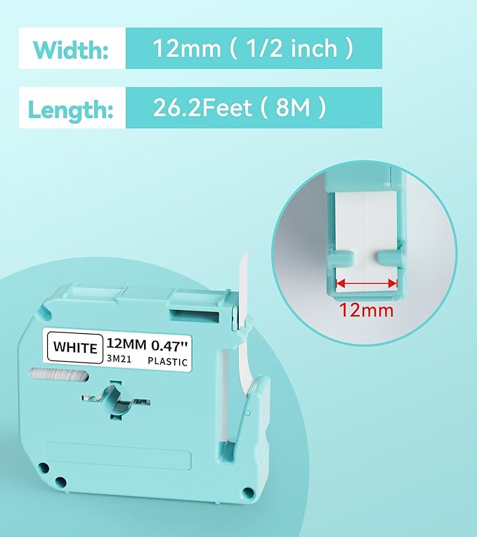 M950 Label Maker Refills M-K231 Replace for Brother P Touch M Tape M-K231S M231 MK231 12mm 0.47 Inch for Brother PTouch PT-M95 PT-65 PT-80 PT-70 PT-45 PT-90 Label Makers, Black on White, 4 Pack