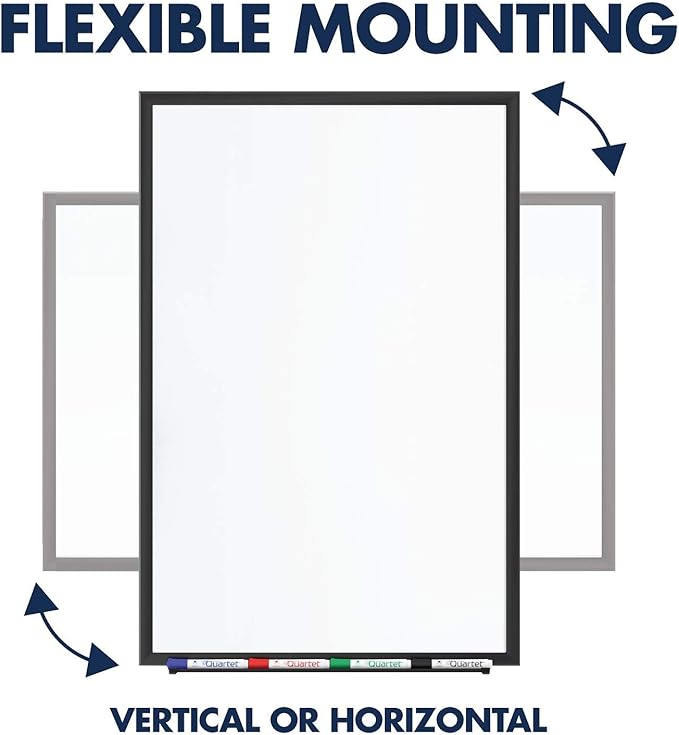 Quartet Magnetic Dry Erase White Board, 3' x 2 Whiteboard, Nano-Clean Surface Resists Ink Stains, Black Aluminum Frame (SM533B)