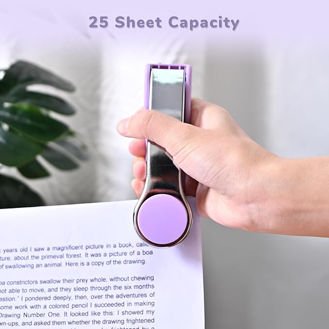 Temiary Metal Desktop Stapler with 2000 Staples Standard, 25 Sheet Capacity, Jam Free, Reduced Effort, for Desk Classroom Office Supplies (Purple)