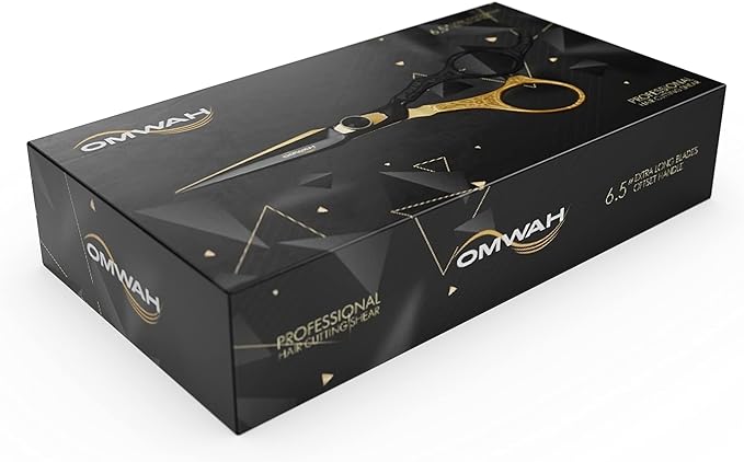 OMWAH - Professional 7.5" Hair Shear Made of Premium 440c Japanese Steel Scissors for Barbers and Salon Extreme Sharp Hair Scissors