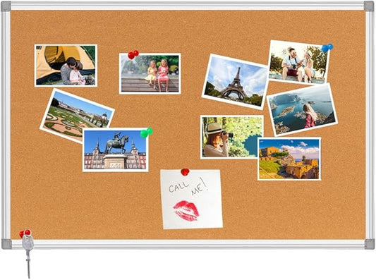 Bulletin Board Corkboard Cork Board Wall Notice Board 36 x 24 Inches Inches Photo Board Picture Board Pin Board Aluminium Frame Tabla de corcho