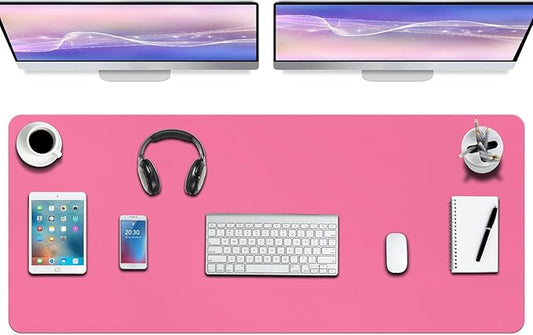 Boutilon Leather Desk Pad Protector,Non-Slip Mouse Pad,Laptop Desk Pad,Office Mouse Mat,Waterproof Leather Desk Blotter,Desk Writing Pad for Office and Home (XXXL-Rose Pink,47"x 24")