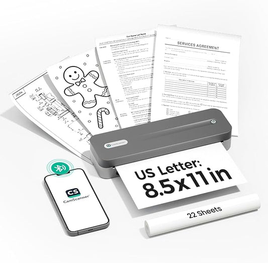 P1 Pro Thermal Printer, Large Format Portable Bluetooth Inkless Printer with 1 Roll Paper 8.5x11 Inch, Compatible with iPhone ＆ Computer,Home Office Essentials