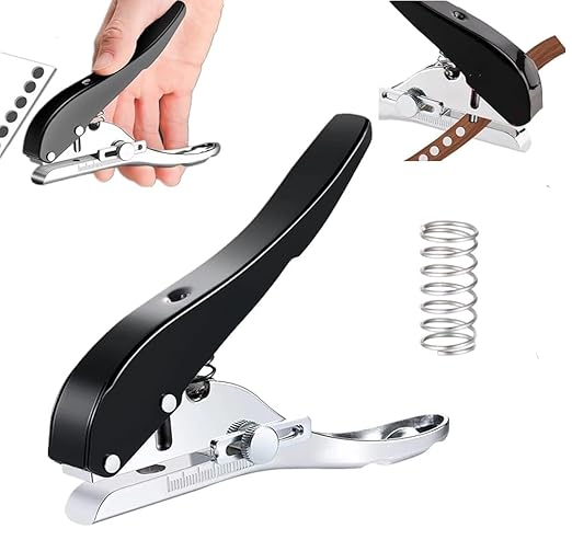 Single Hole Punch 1/4 inch-6mm Round Heavy Duty Hole Puncher Badge Hole Punch Paper Punch Portable Hand Held Long Hole Puncher for Craft Paper Plastic Cardboard Business Card Photos-Black