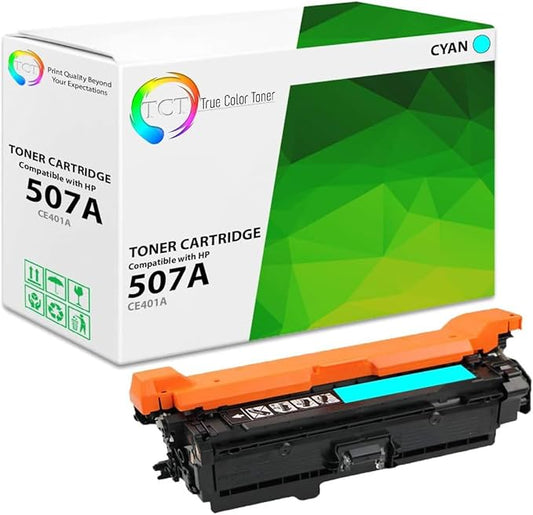 TCT 507A Cyan Toner Cartridge - Compatible Replacement for HP 507A CE401A Works with HP Laserjet Enterprise M551 M575, Pro M570 M570DW Printers (6,000 Pages)