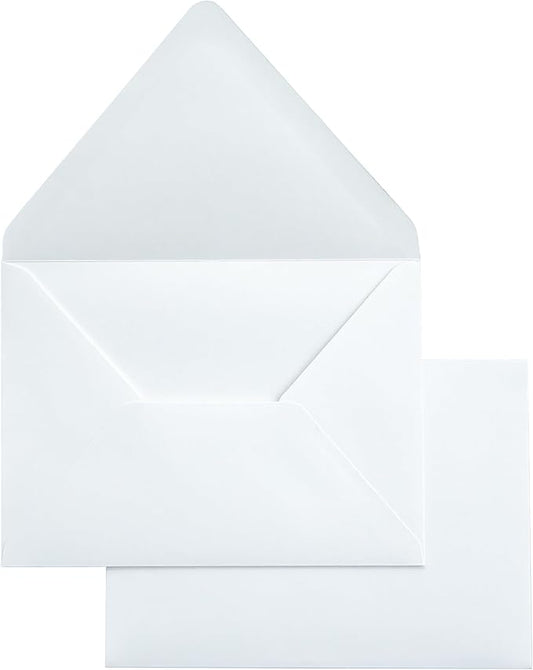 PONATIA 50PCS A7 Euro Flap Envelopes, 5.25 x 7.25'' White Envelopes for Weddings Invitations, Photos, Postcards, Greeting Cards, Christmas Gift Cards, Acrylic Mailing (White (No Liner)