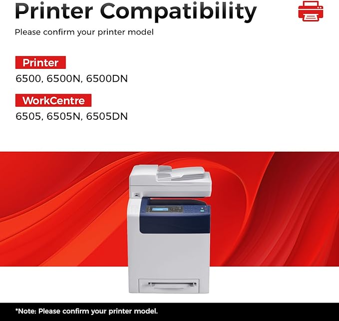6500 6505 Toner Cartridge Set 4-Pack High Capacity 106R01597 106R01594 106R01595 106R01596 Replacement for Xerox Phaser 6500 6500N 6500DN WorkCentre 6505 6505N 6505DN Printer Black Cyan Magenta Yellow
