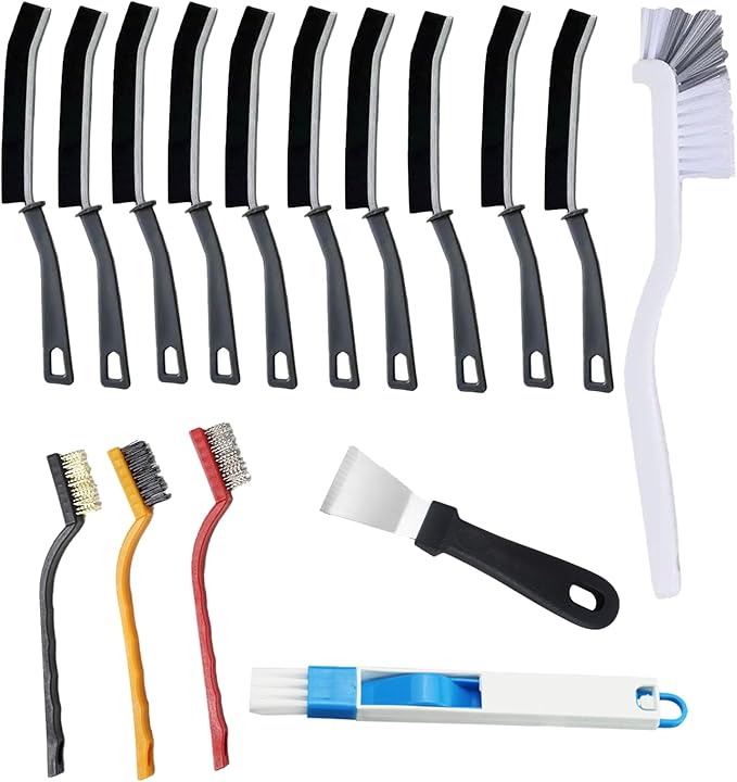 Htydjd 16 Pcs Crevice Cleaning Brush Set Multifunctional Hard Bristle Gap Cleaning Supplies Tool for Kitchen Window Track Grout Shower Cup Sink Corner Toilet Bathroom Cleaning Brushes Small Spaces